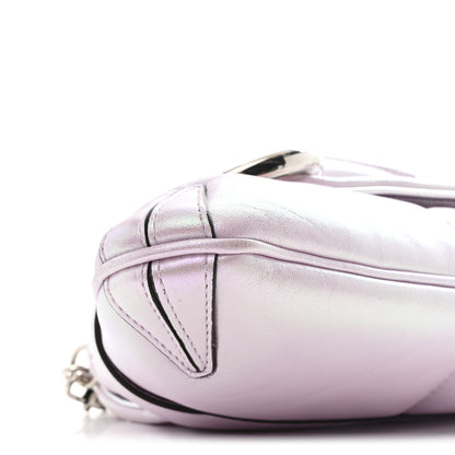 Gucci Iridescent Nappa Vertical Matelasse Medium Maxi Horsebit Chain Shoulder Bag Escape Pink 9 of 10
