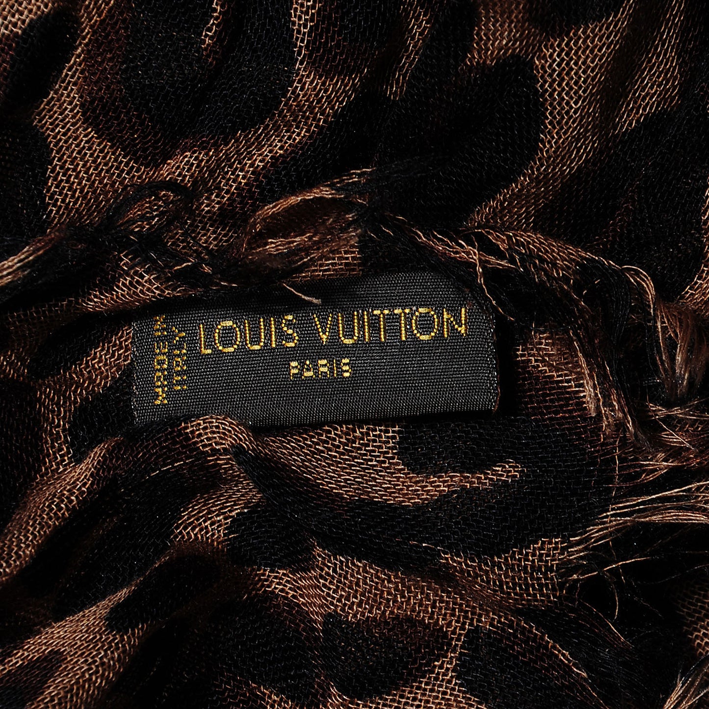 Cashmere Silk Leopard Stole Brown