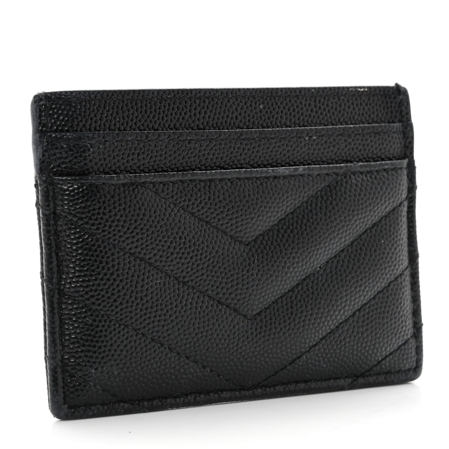 Grain De Poudre Matelasse Chevron Monogram Credit Card Case Black