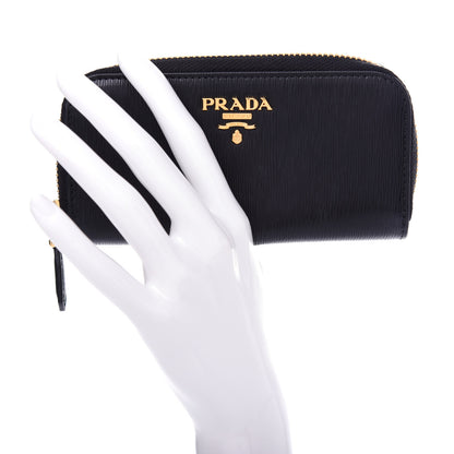 Prada Vitello Move Zip Around Key Holder Black 2 of 7