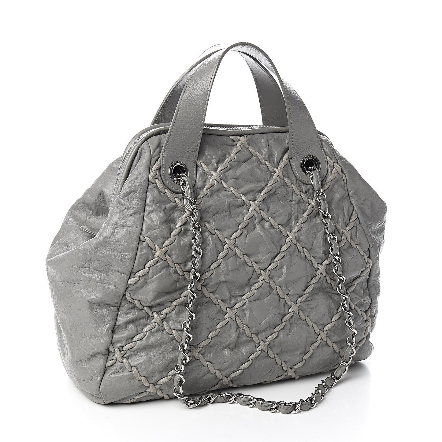 Calfskin Ultra Stitch Large Bowler Grey