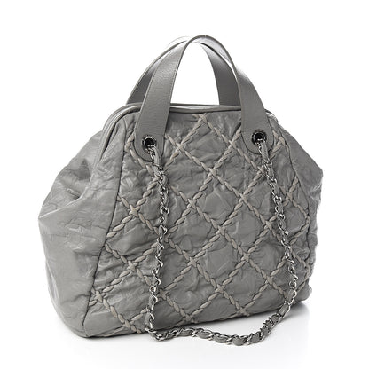 Chanel Calfskin Ultra Stitch Large Bowler Grey 2 of 9