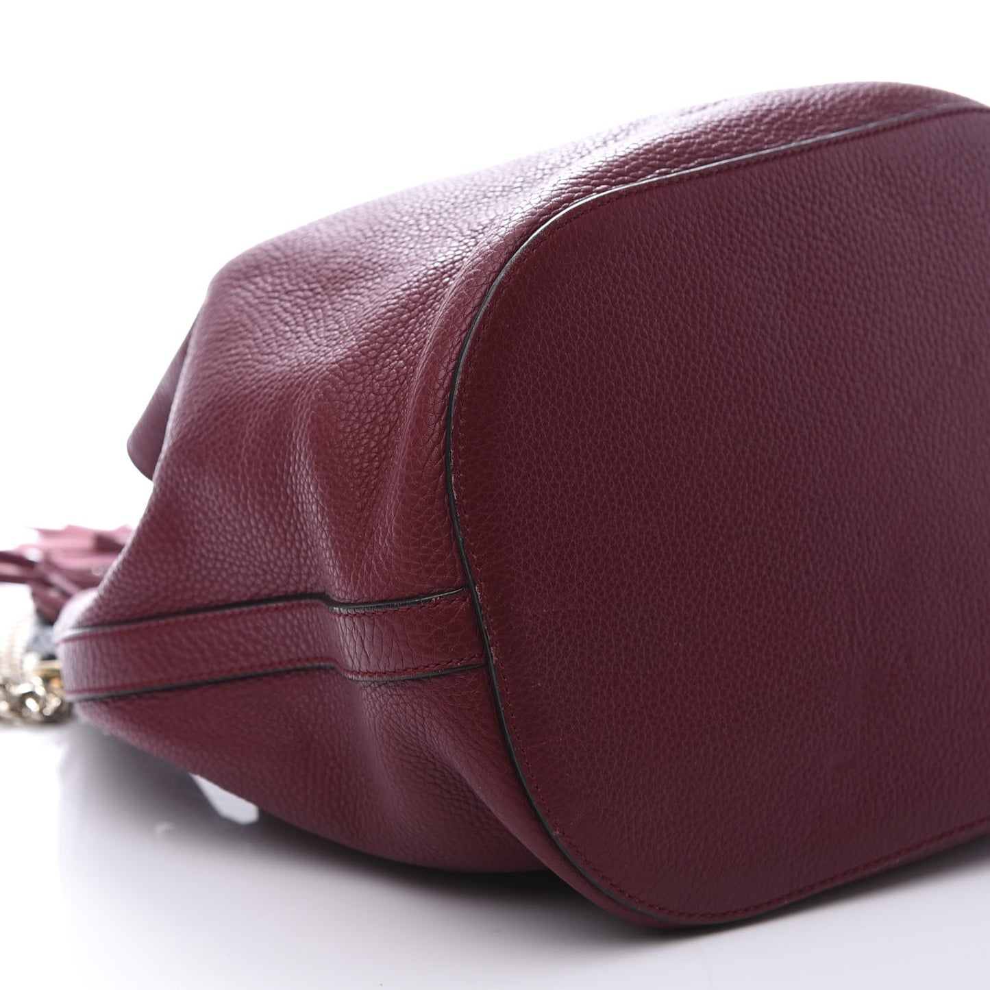 Pebbled Calfskin Miss Bamboo Bucket Bag Burgundy
