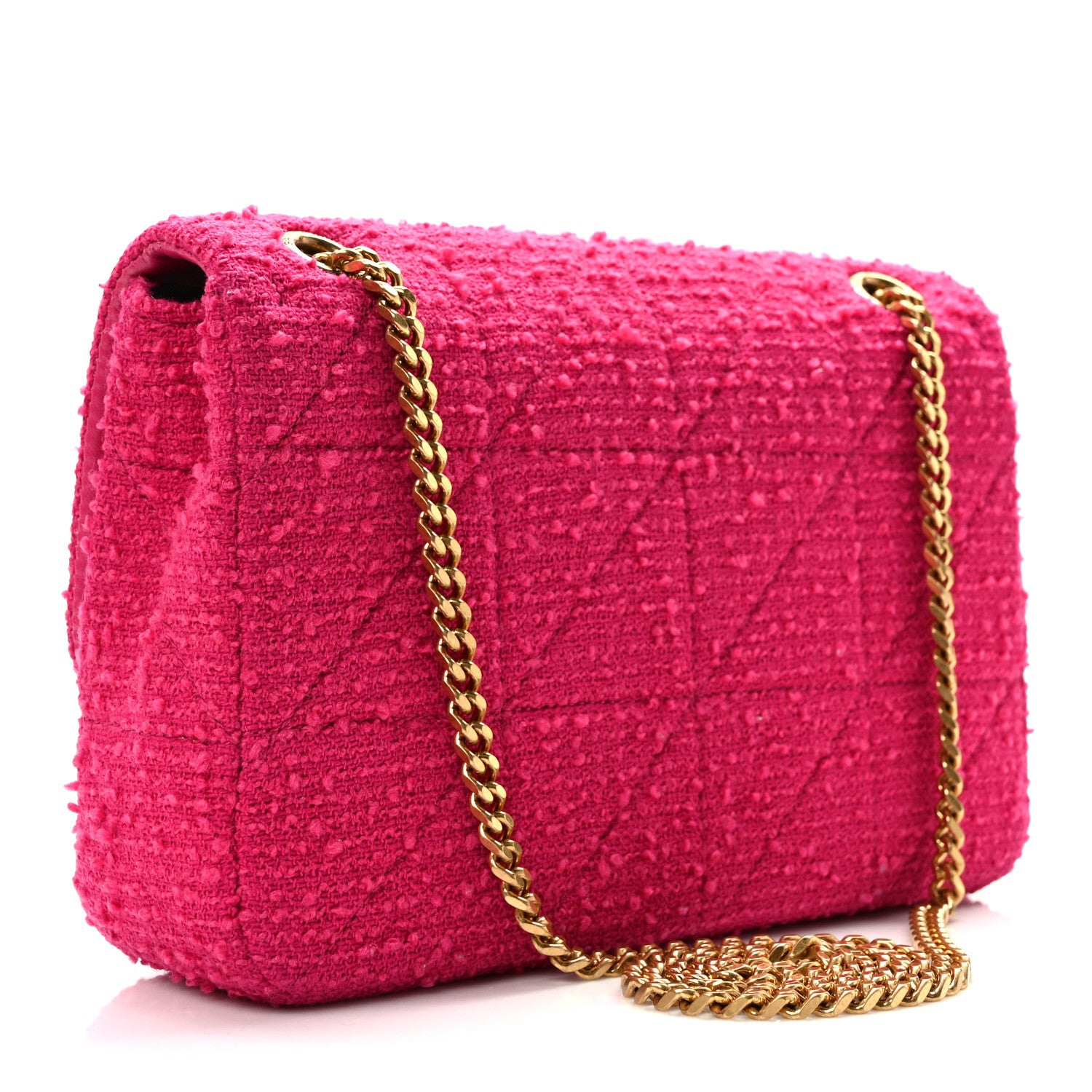 Saint Laurent Boucle Tweed Patchwork Monogram Medium Jamie Baguette Magenta 3 of 10