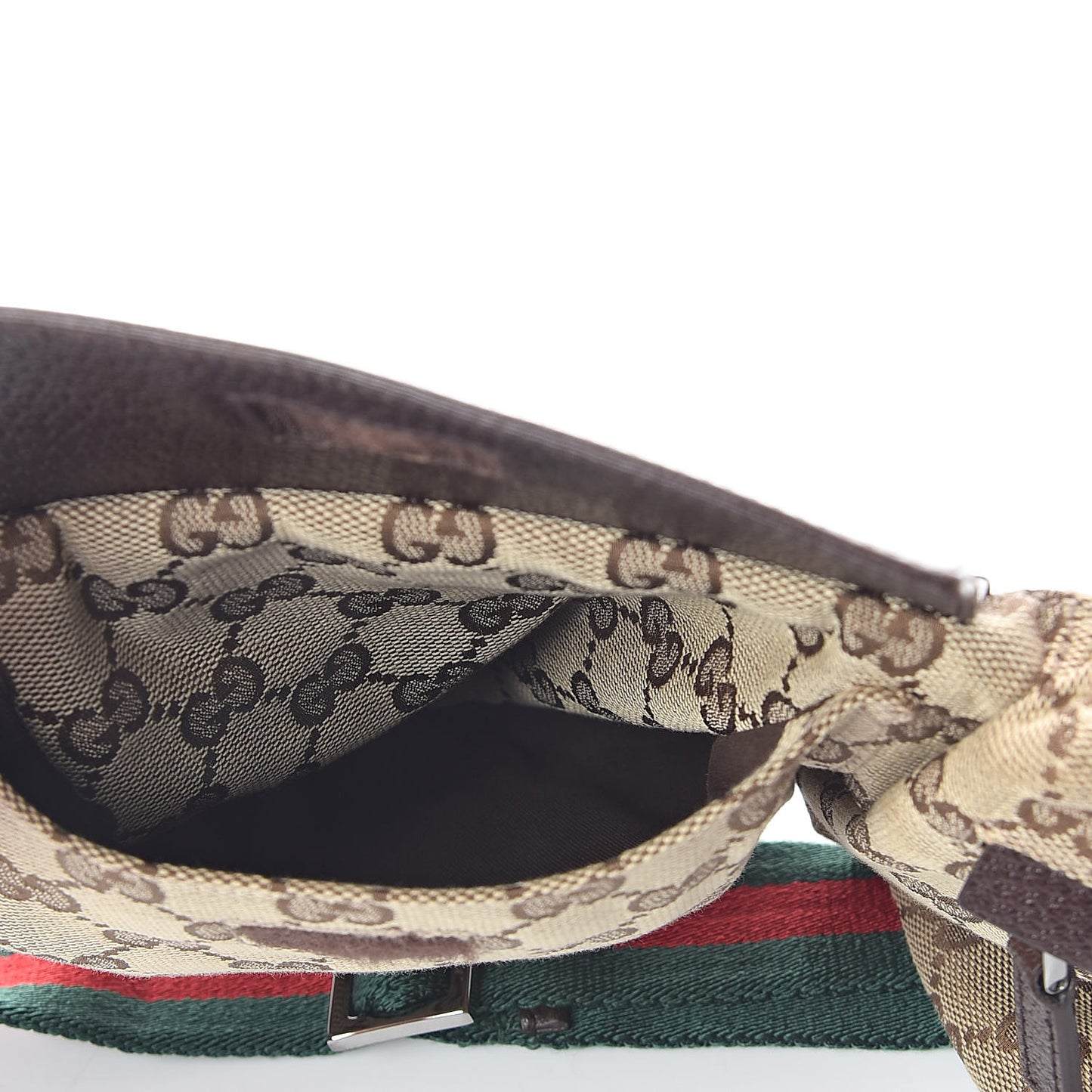 GG Monogram Web Double Pocket Belt Bag Dark Brown