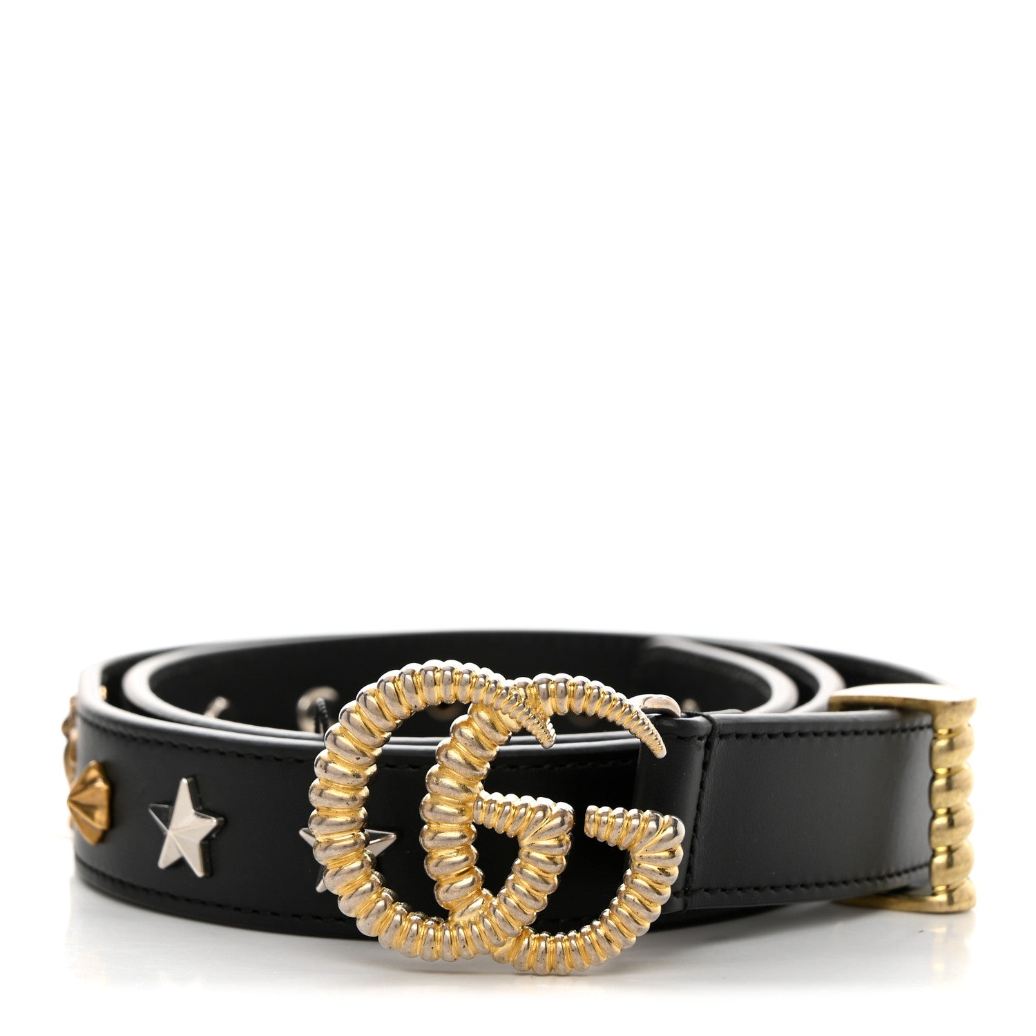 Gucci Calfskin Star Studded Torchon Double G Belt 90 36 Black 1 of 6