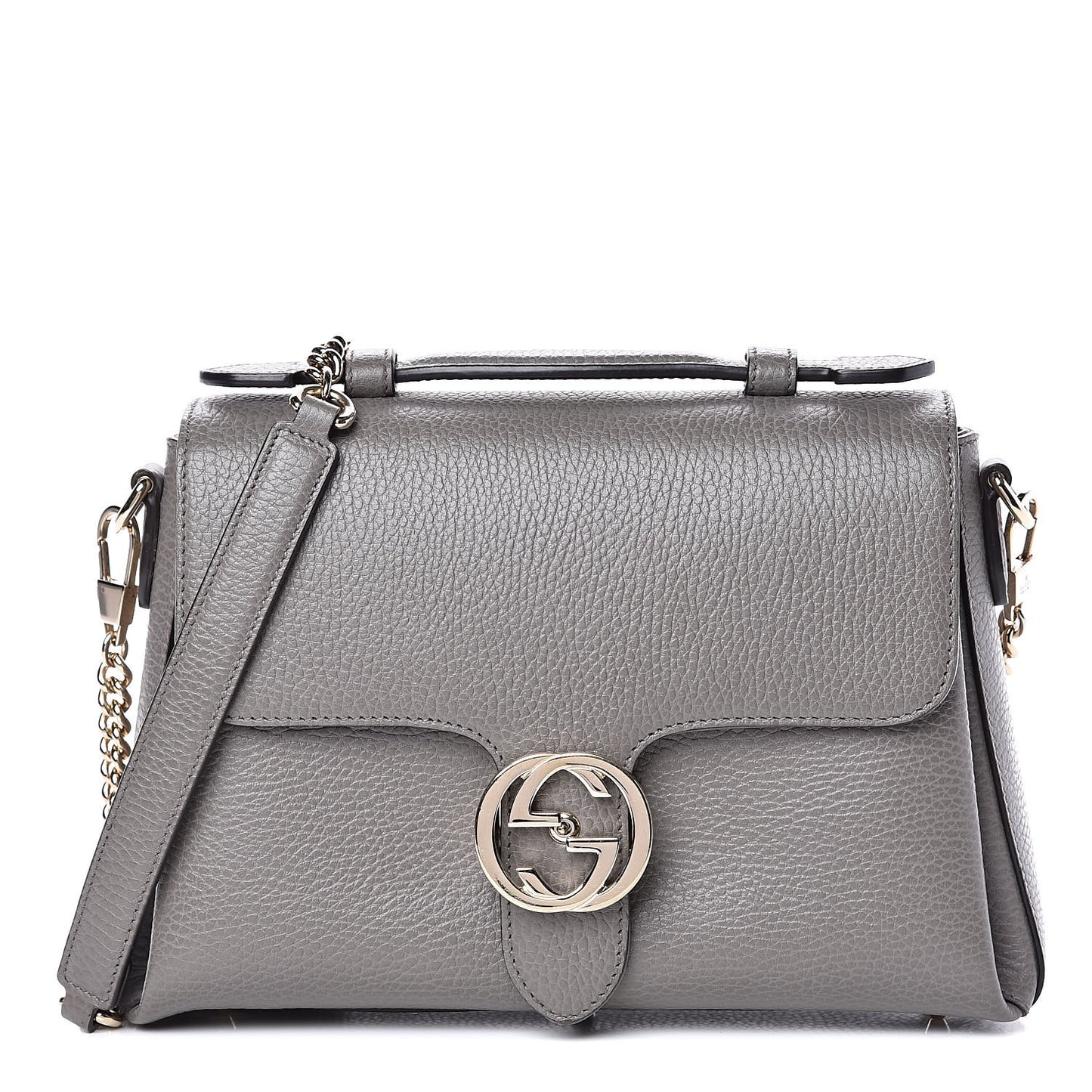 Dollar Calfskin Interlocking G Top Handle Shoulder Bag Loess