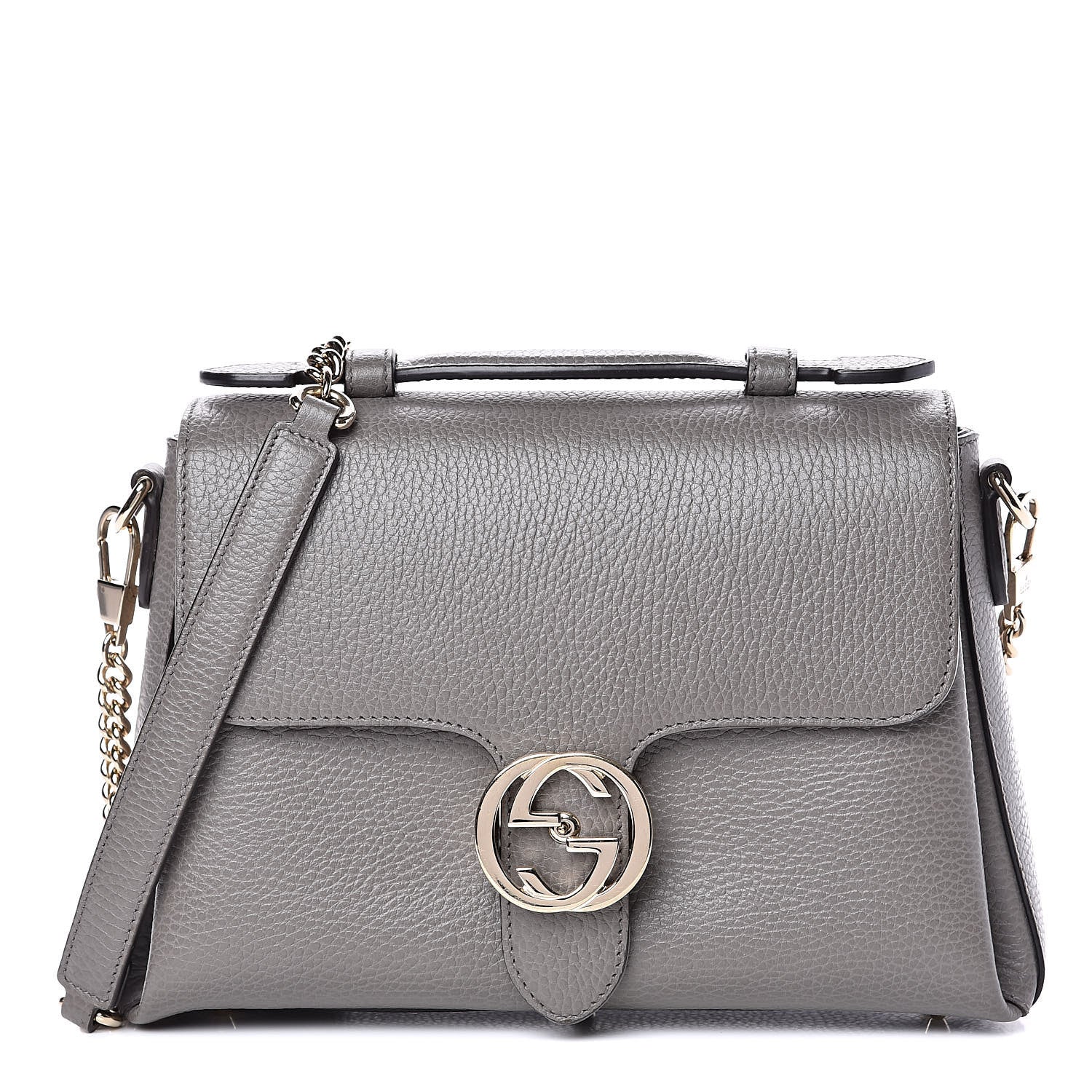 Gucci Dollar Calfskin Interlocking G Top Handle Shoulder Bag Loess 1 of 11