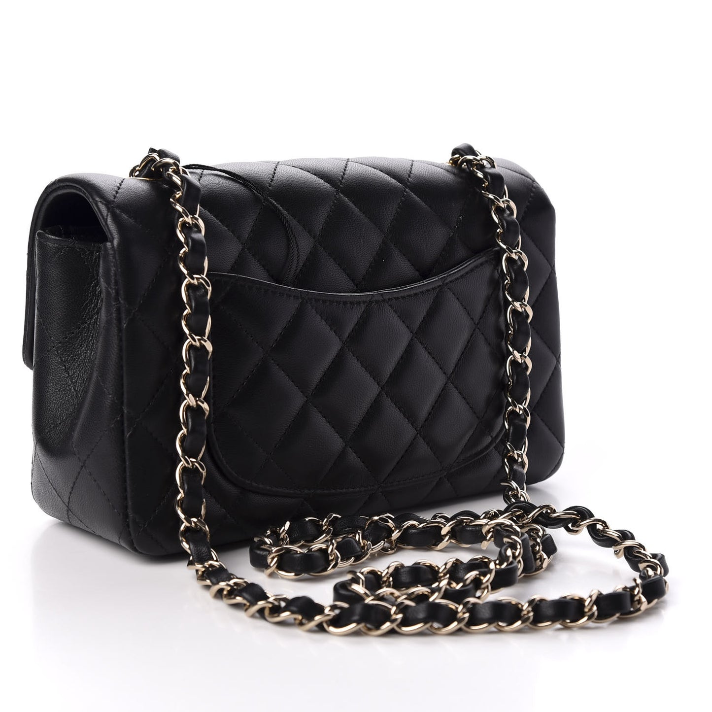 Lambskin Quilted Mini Rectangular Flap Black
