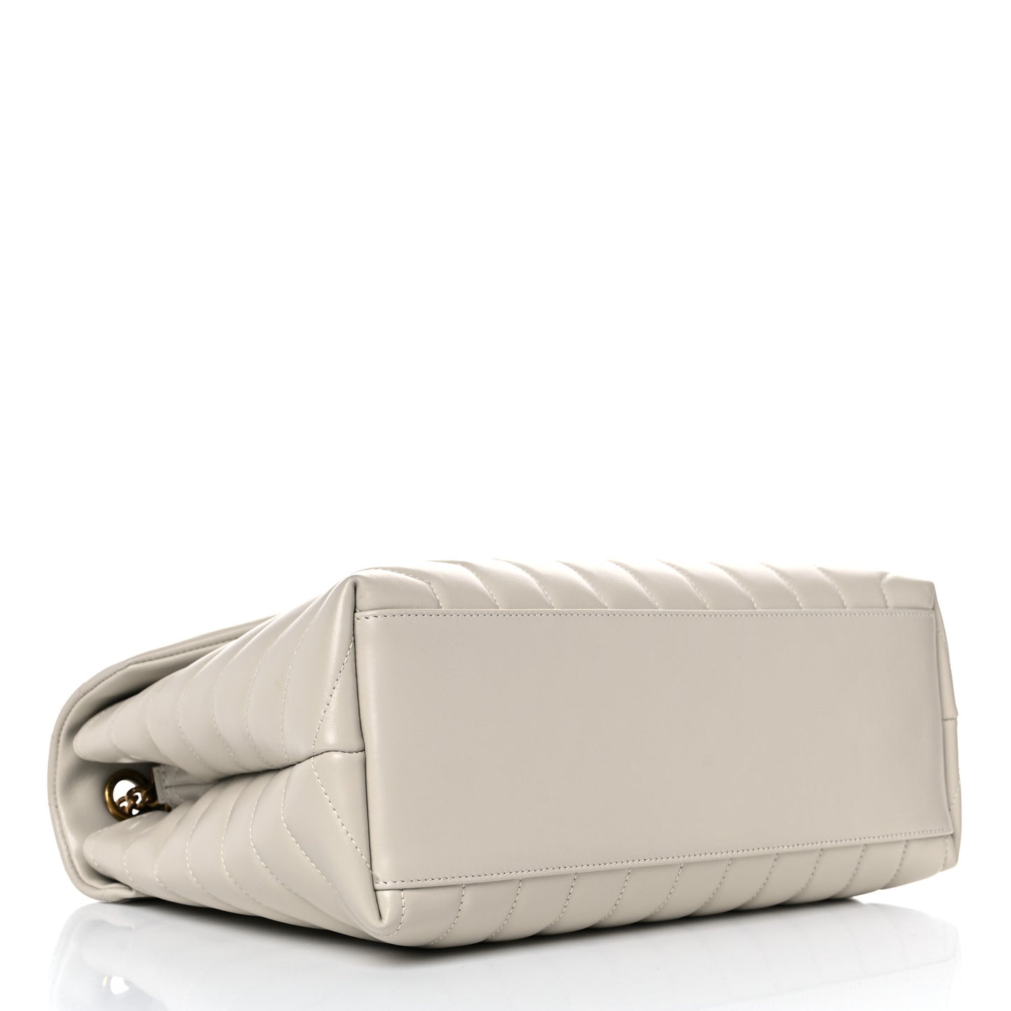 Calfskin Y Quilted Monogram Medium Loulou Chain Satchel Blanc Vintage