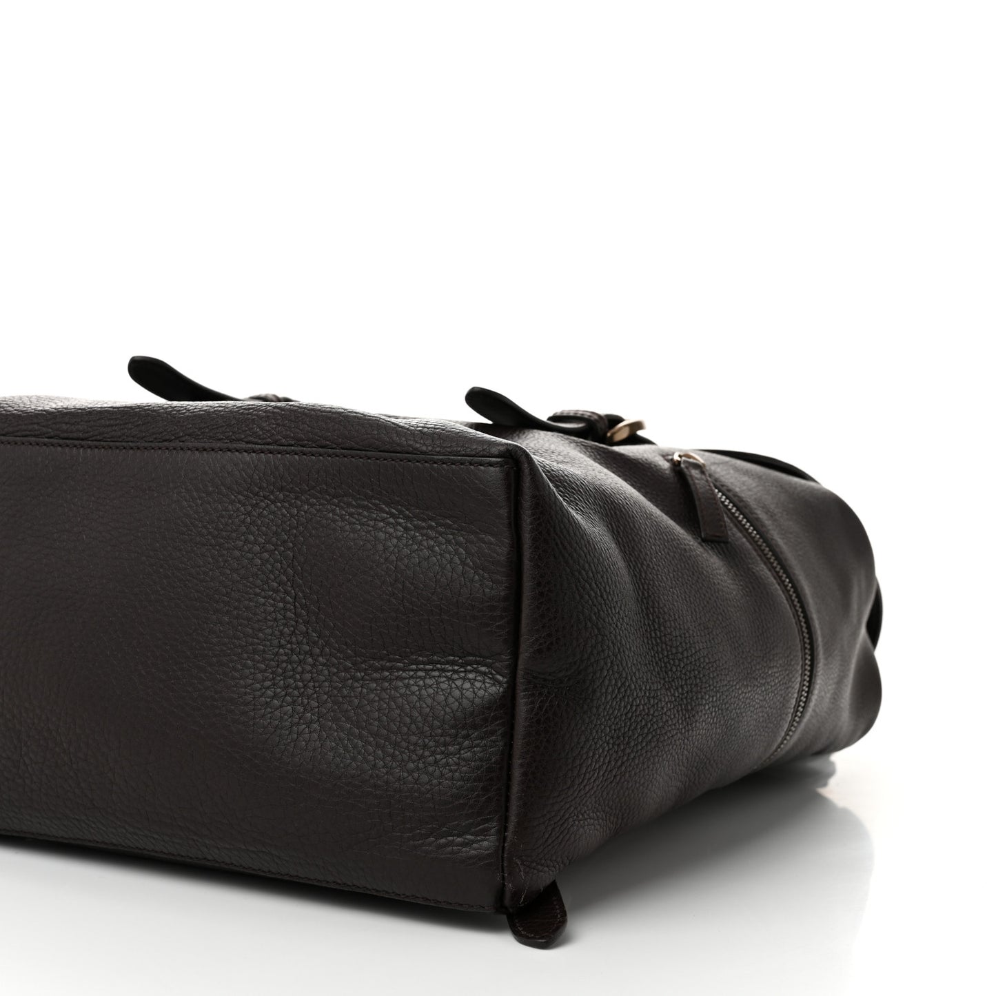 Calfskin Bamboo Drawstring Backpack Dark Brown