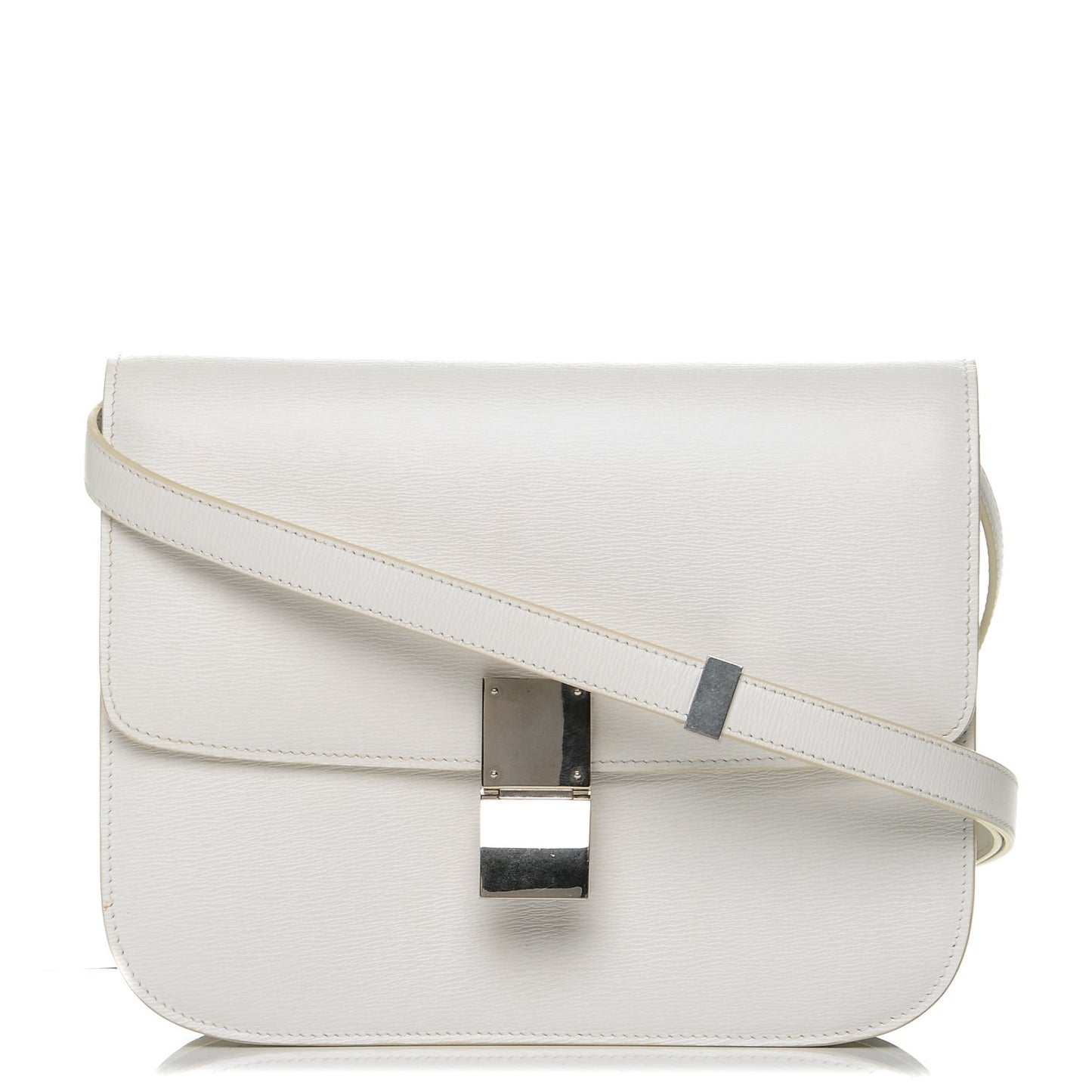 Liege Calfskin Medium Classic Box Flap Bag White