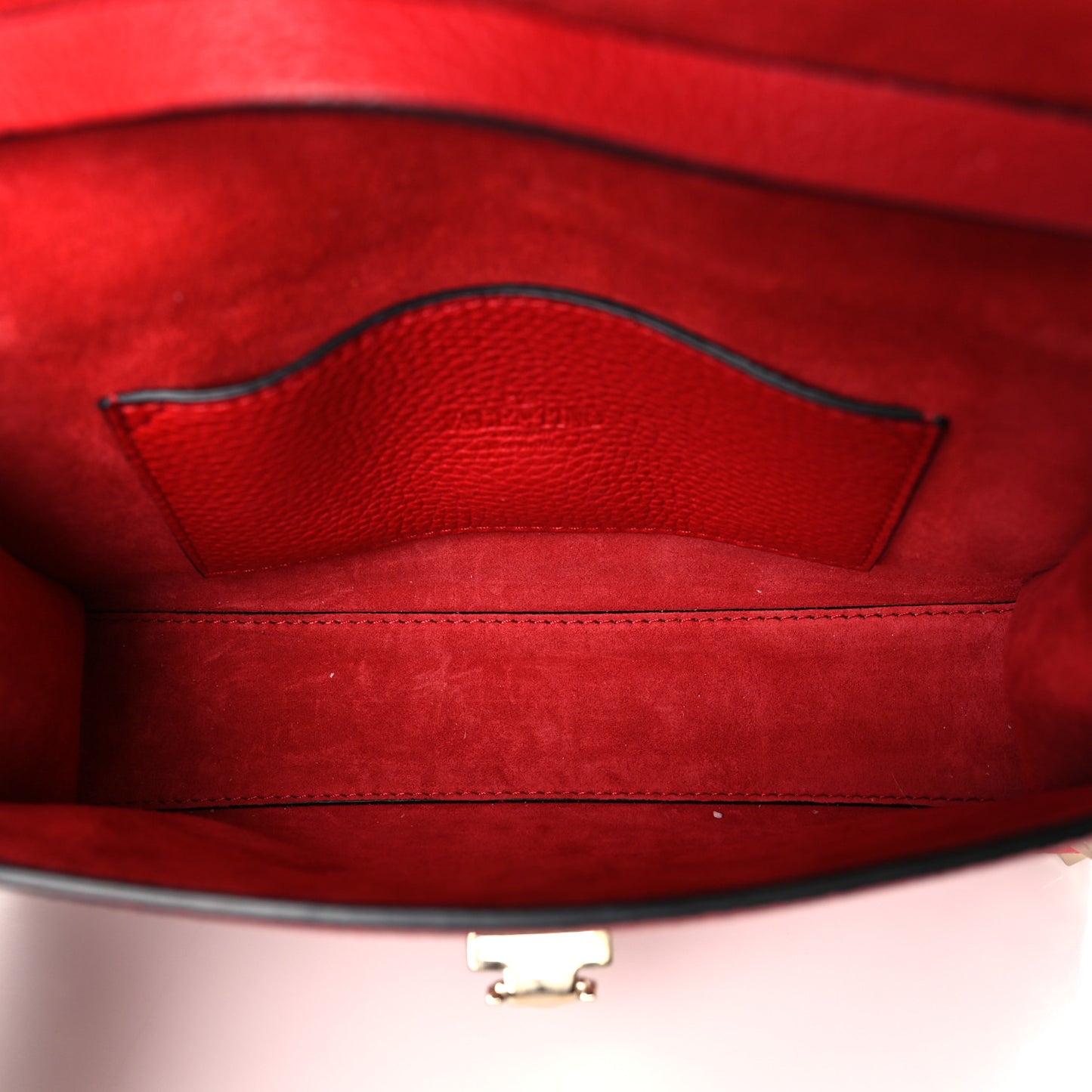 Pebbled Calfskin Medium Rockstud Flip Lock Crossbody Bag Rouge Pur