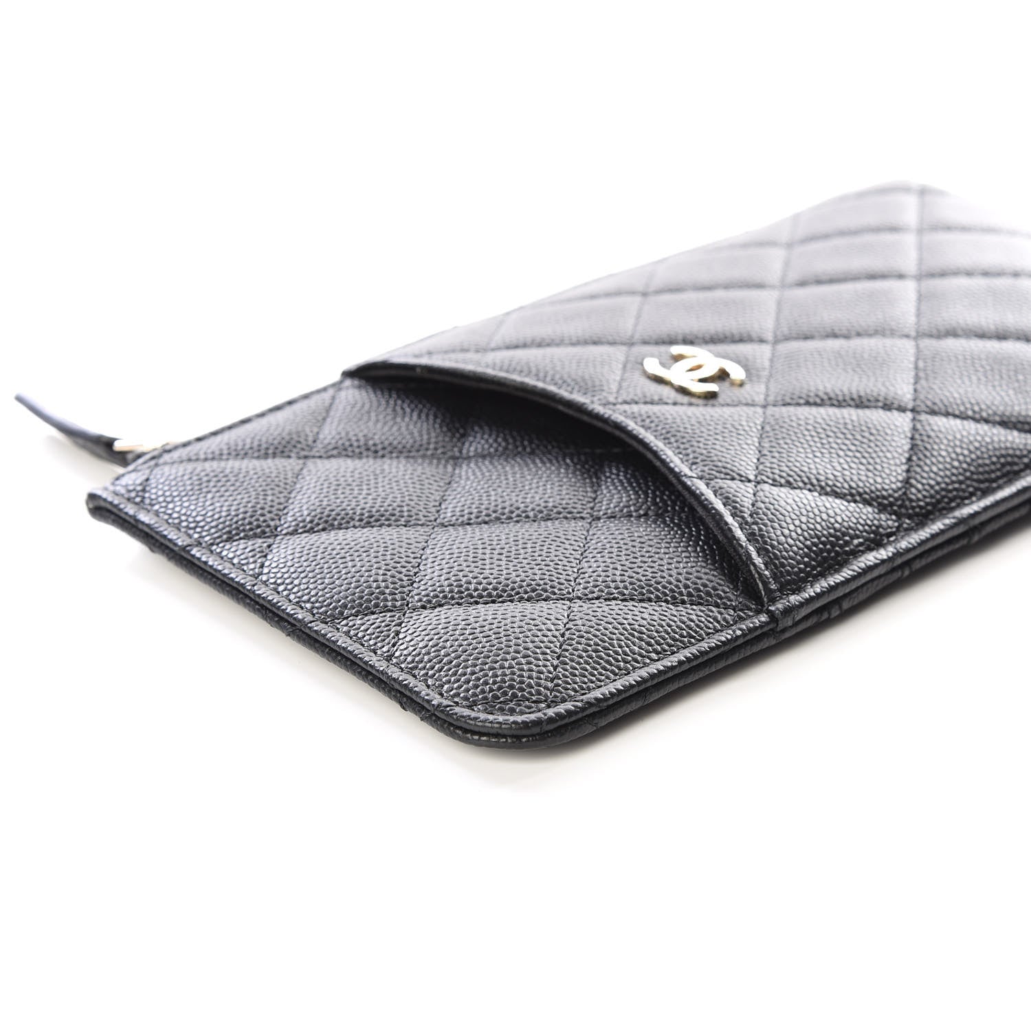 Chanel Caviar Quilted Classic Flat Wallet Pouch Black 6 of 10