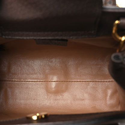 Gucci Monogram Jumbo GG Textured Dollar Calfskin Mini Diana Tote Bag Camel Ebony New Acero 5 of 10