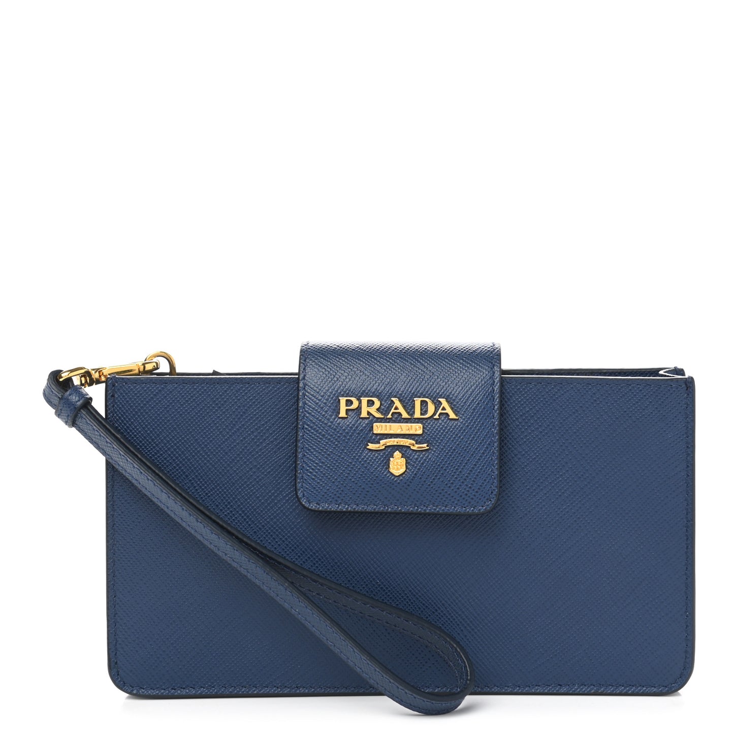 Saffiano Metal Wristlet iPhone Case Bluette