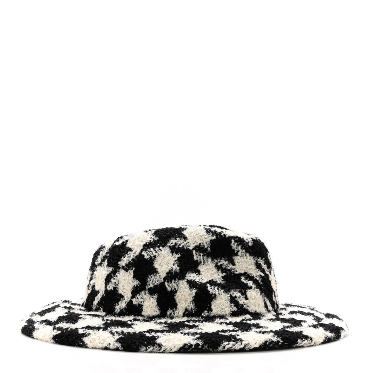 Cashmere Houndstooth CC Fedora Hat M White Black