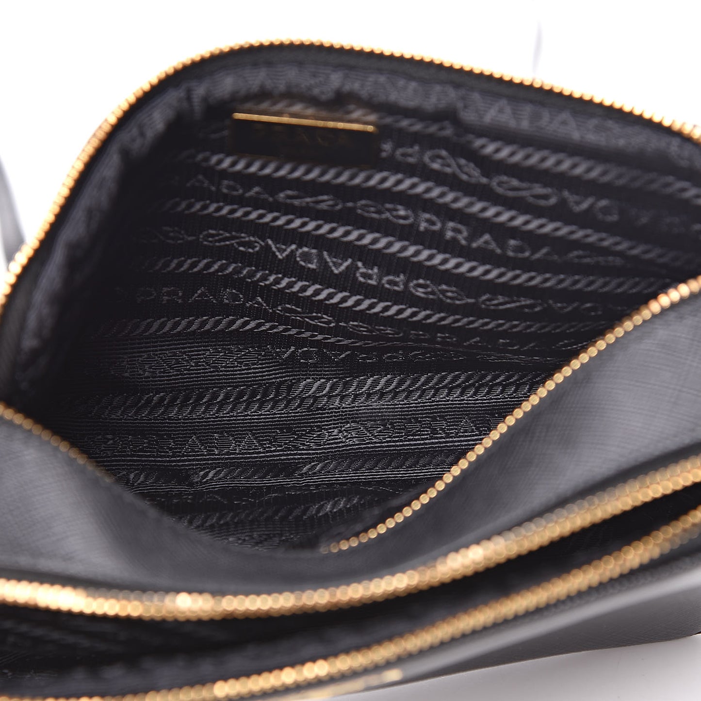 Saffiano Mini Double Zip Crossbody Black