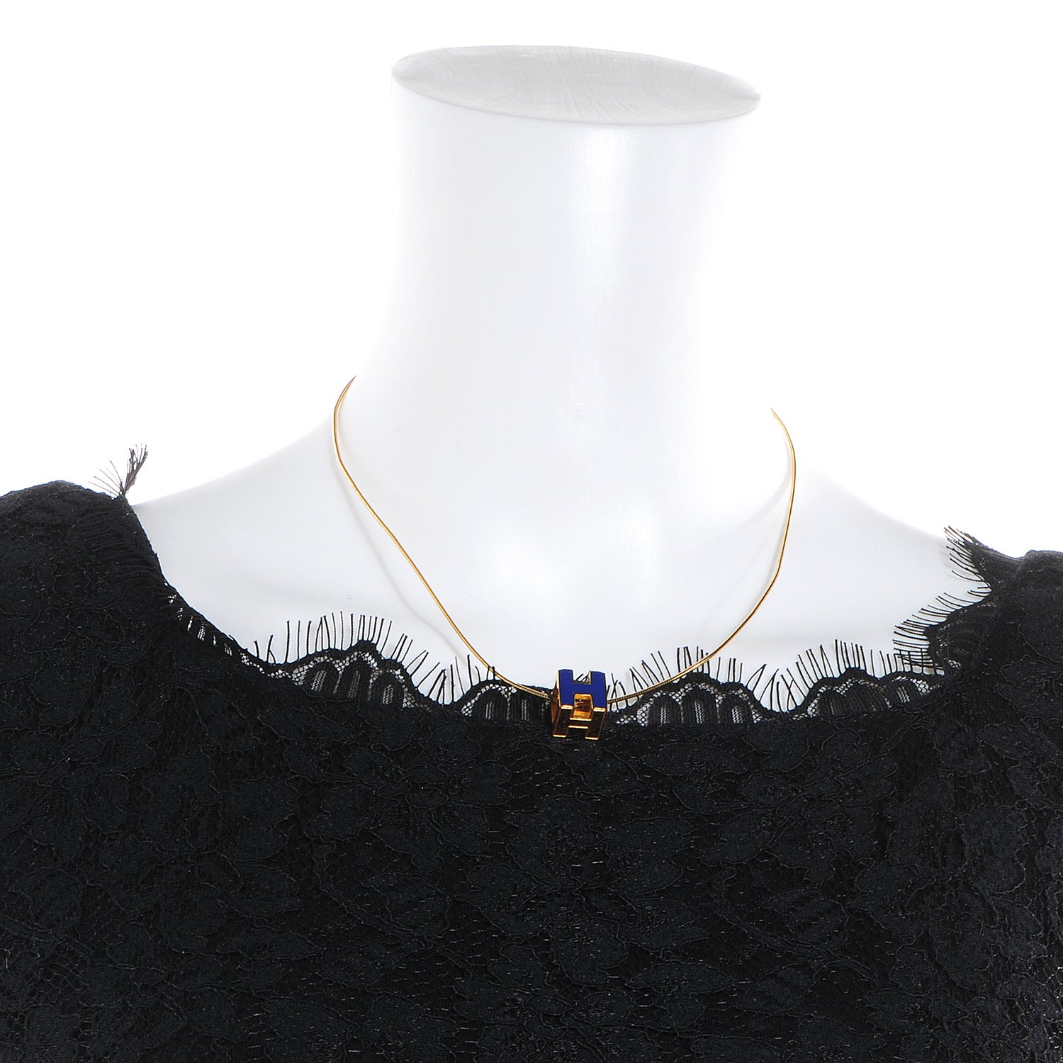 Hermes Enamel Cage d'H Necklace Royal Bleu 2 of 6