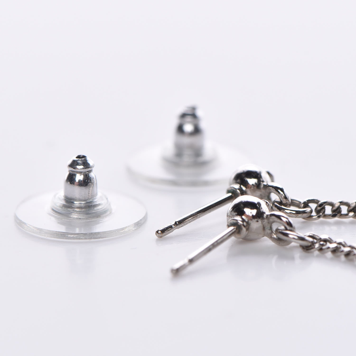 Chanel Baguette Crystal CC Dangle Earrings Silver 3 of 4