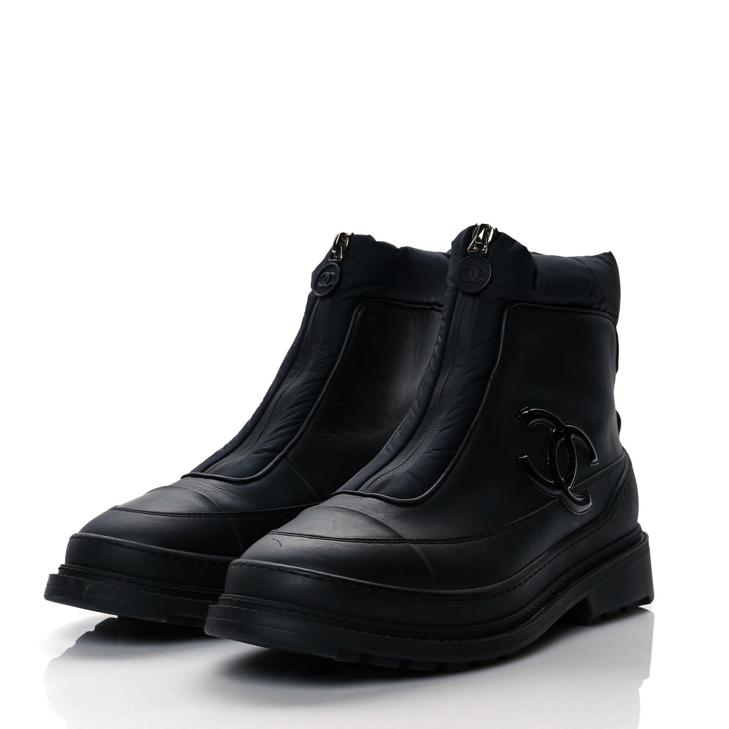 Calfskin Nylon CC Ankle Snow Boots 39.5 Black