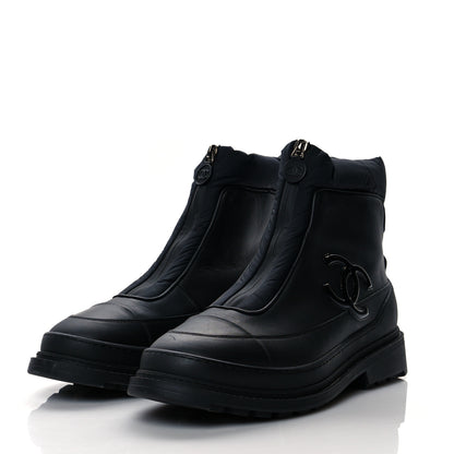 Chanel Calfskin Nylon CC Ankle Snow Boots 39.5 Black 3 of 10