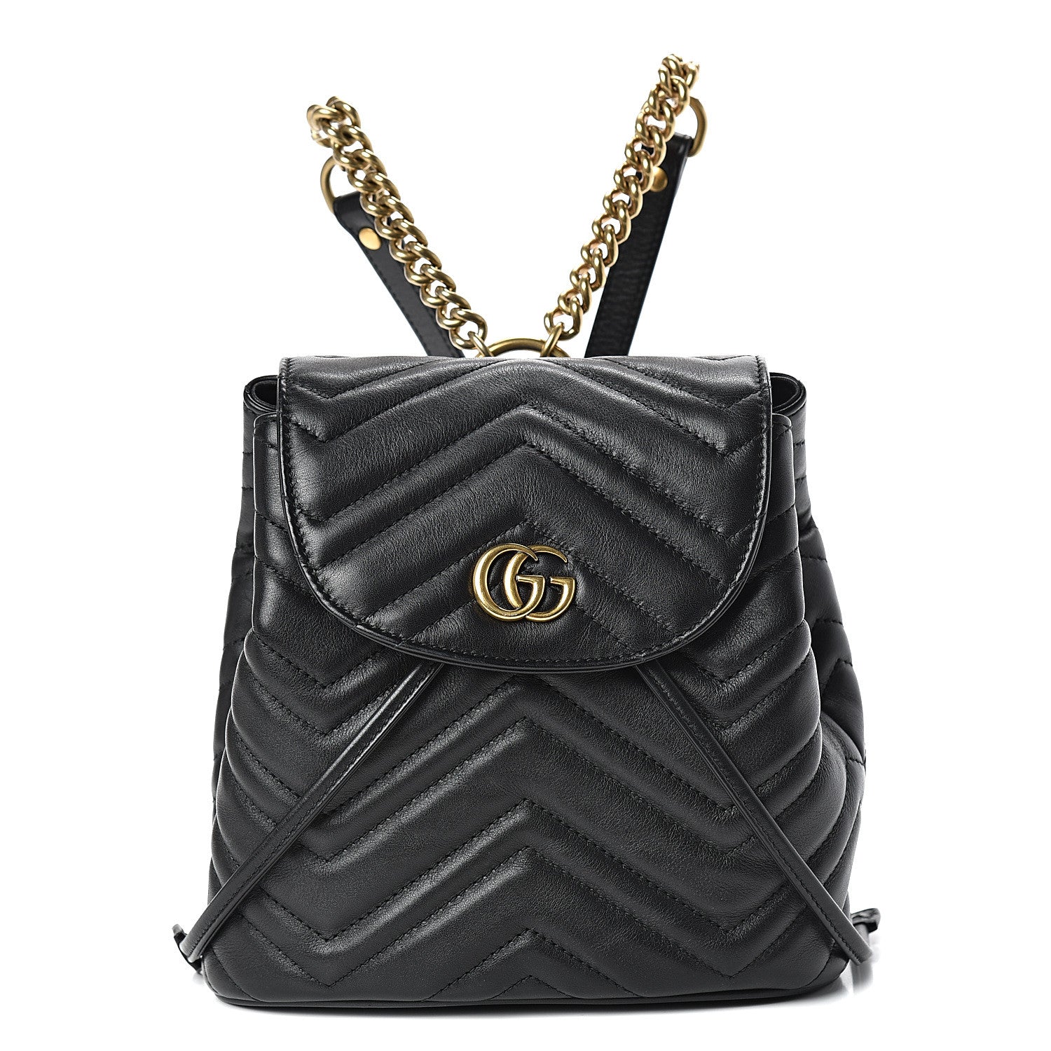 Gucci Calfskin Matelasse GG Marmont Flap Backpack Black 1 of 12