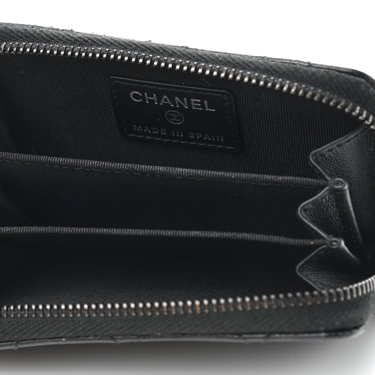 Calfskin Quilted Zip Coin Purse So Black