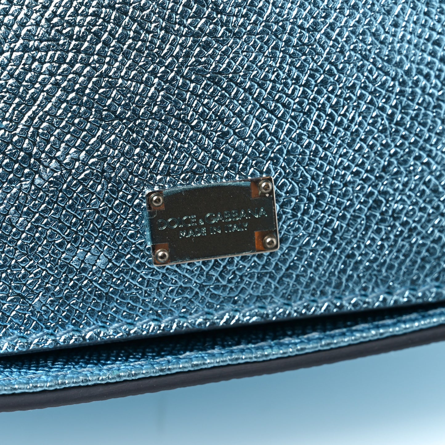 Metallic Dauphine Medium Miss Sicily Satchel Blue