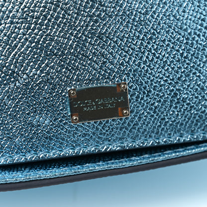 Dolce & Gabbana Metallic Dauphine Medium Miss Sicily Satchel Blue 6 of 9
