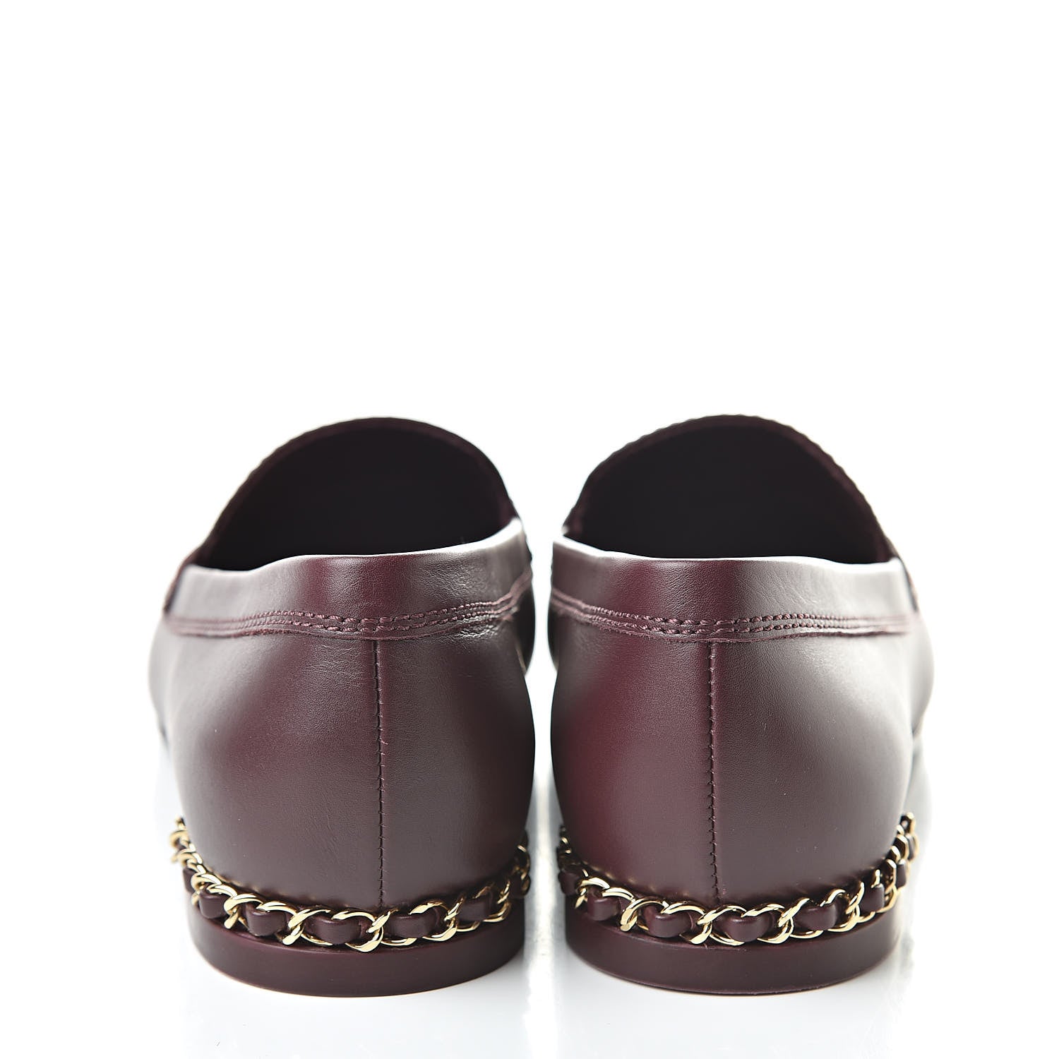 Chanel Calfskin CC Chain Mocassin Loafers 38 Burgundy 6 of 10