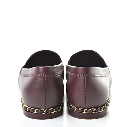 Chanel Calfskin CC Chain Mocassin Loafers 38 Burgundy 6 of 10