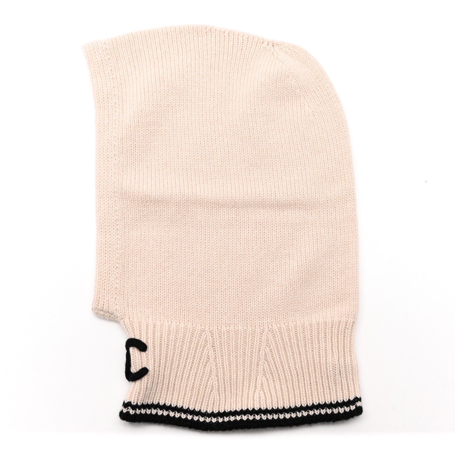 Chanel Cashmere Balaclava Light Beige Black 1 of 5