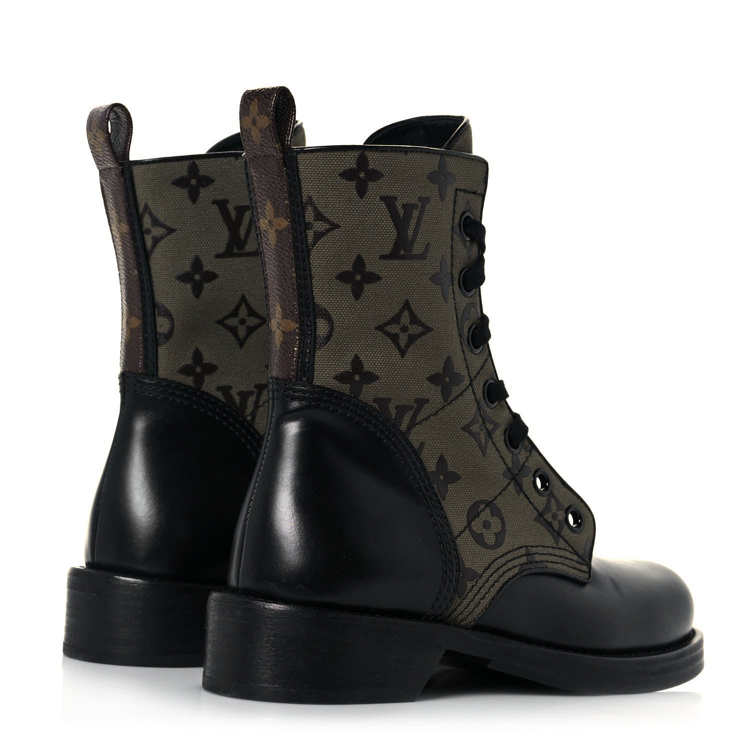 Louis Vuitton Canvas Calfskin Metropolis Flat Ranger Boot 36.5 Khaki Green 4 of 6