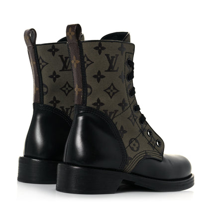 Louis Vuitton Canvas Calfskin Metropolis Flat Ranger Boot 36.5 Khaki Green 4 of 6