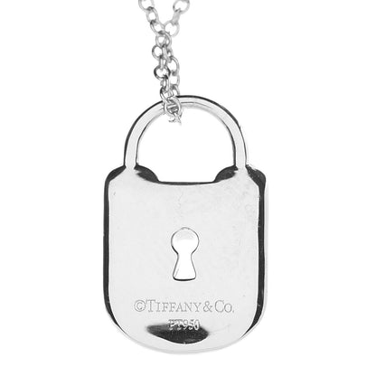 Tiffany Platinum Diamond Small Vintage Lock Pendant Necklace 5 of 7