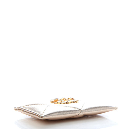 Chanel Metallic Goatskin Quilted Chanel 19 Card Holder Gold 4 of 8