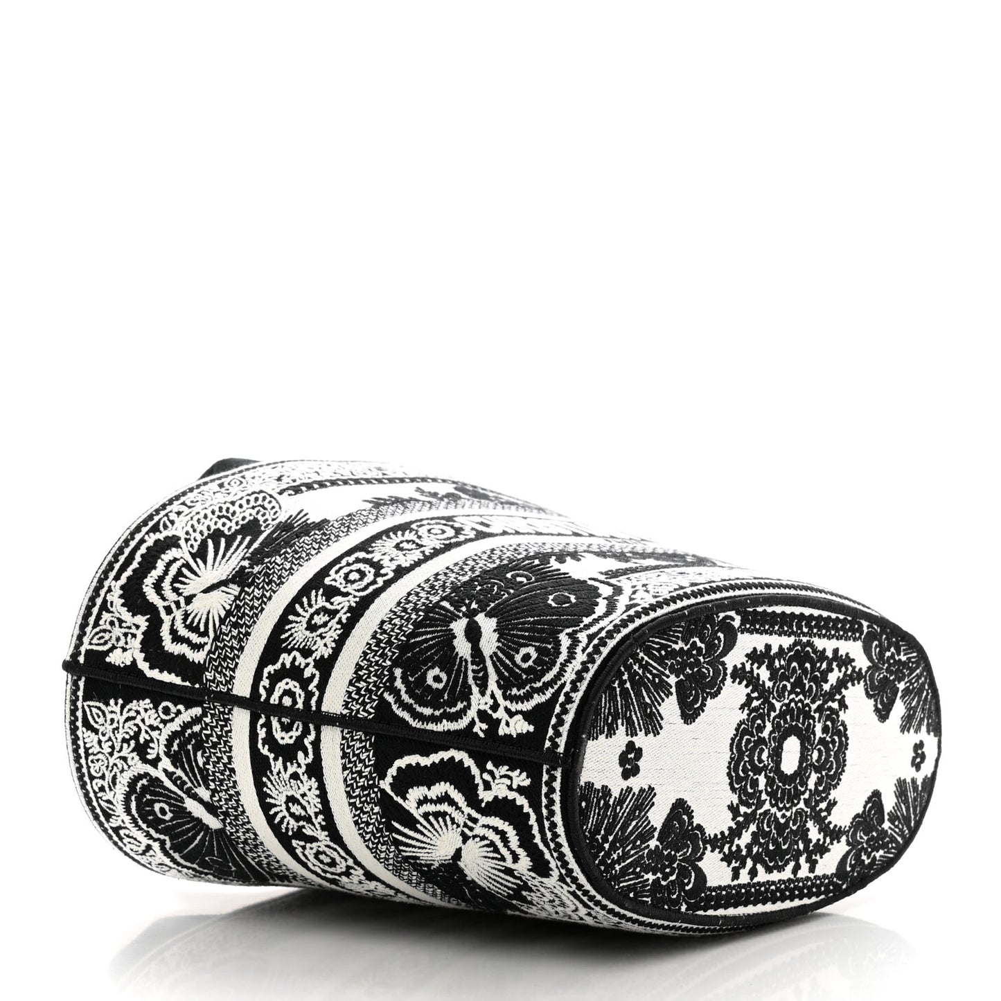 Canvas Embroidered Butterfly Bandana Print Hat Basket Bag Black White
