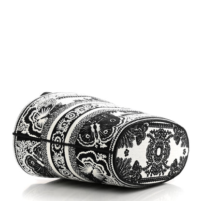 Christian Dior Canvas Embroidered Butterfly Bandana Print Hat Basket Bag Black White 4 of 9