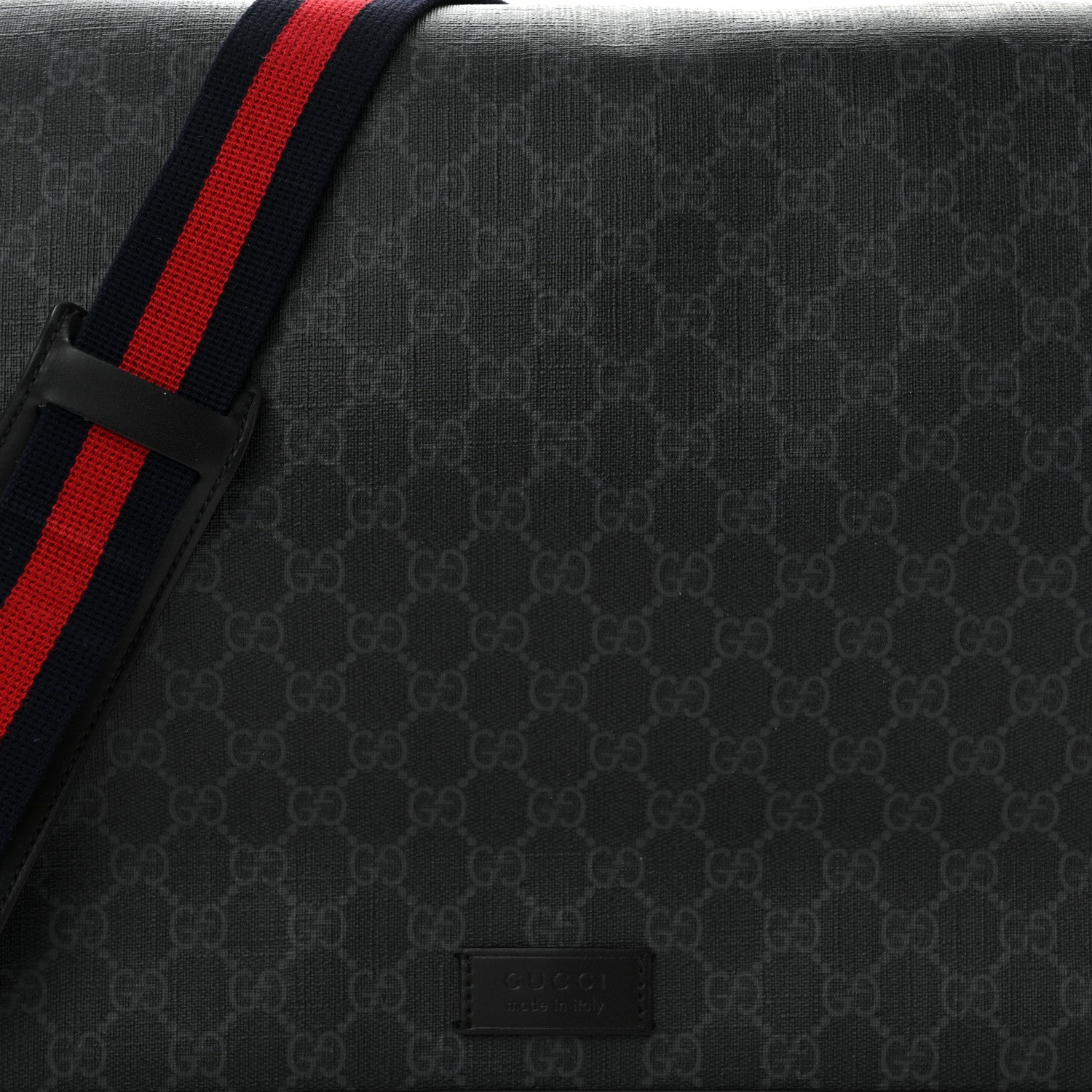 Gucci GG Supreme Monogram Web Messenger Diaper Bag Black Grey 8 of 11