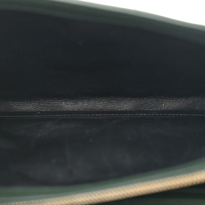 Saint Laurent Grain De Poudre Matelasse Chevron Monogram Chain Wallet Dark Green 5 of 14