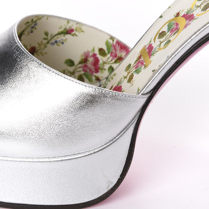 Gucci Metallic Nappa Ankle Strap Platform Pumps 38.5 Argento 11 of 13