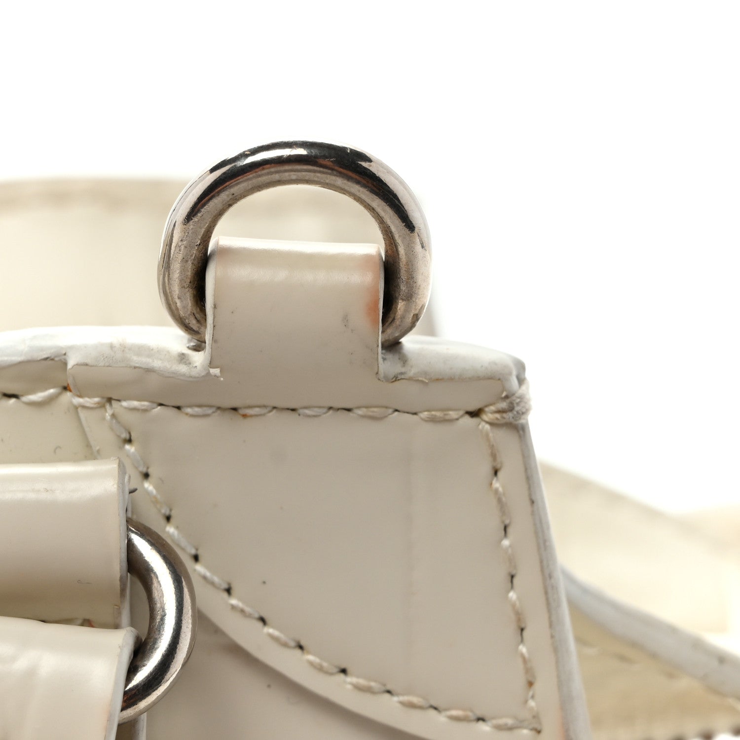 Balenciaga Semi Shiny Calfskin Crocodile Embossed Neo Classic Silver Hardware Nano City Crossbody White 11 of 15