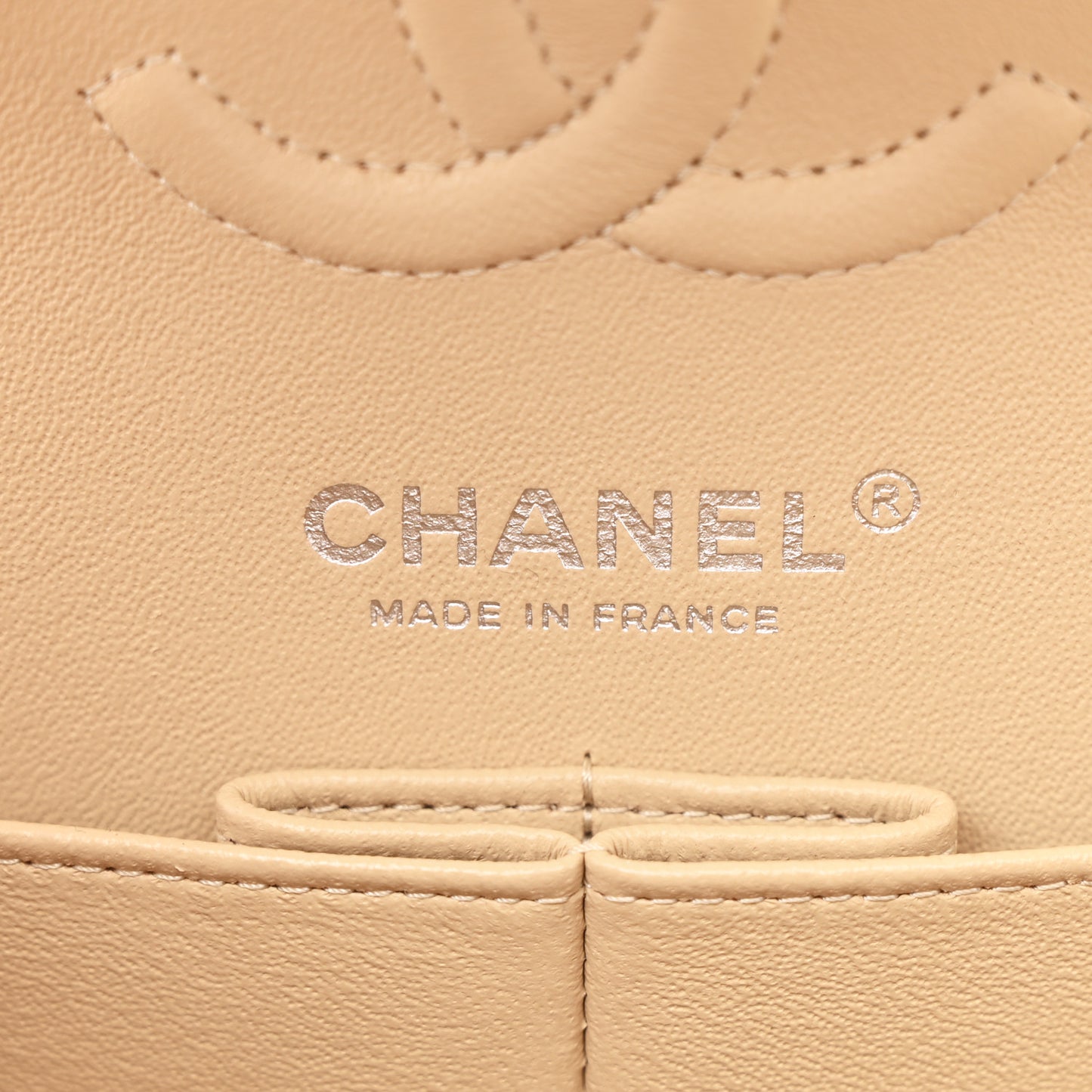 Caviar Quilted Small Double Flap Beige