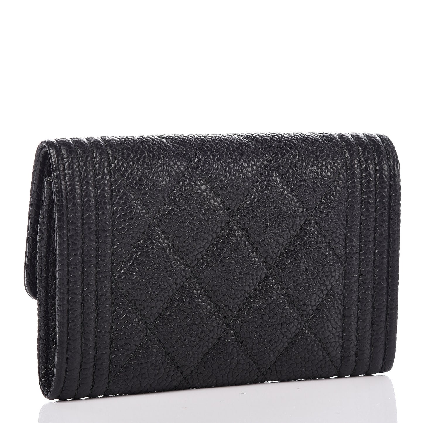 Caviar Quilted Boy Flap Card Holder Black