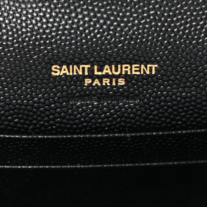 Saint Laurent Grain De Poudre Matelasse Chevron Small Monogram Envelope Wallet Black 6 of 7