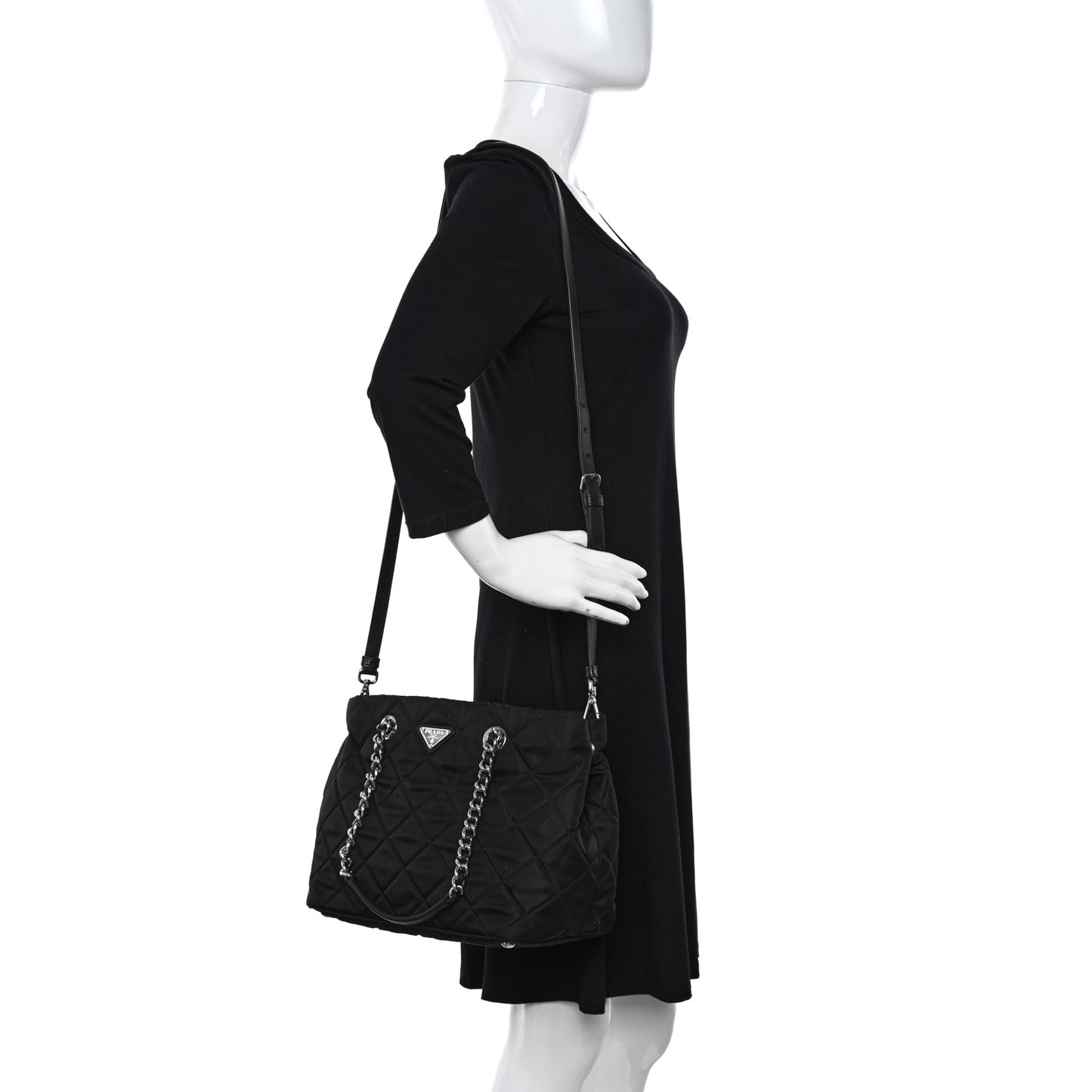 Nylon Tessuto Impuntu Quilted Tote Black