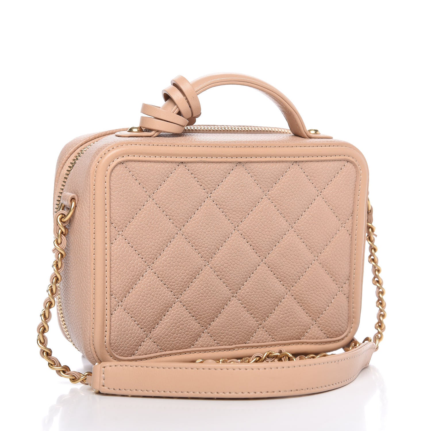 Chanel Caviar Quilted Small CC Filigree Vanity Case Beige 3 of 10