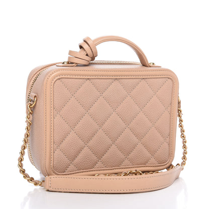 Chanel Caviar Quilted Small CC Filigree Vanity Case Beige 3 of 10