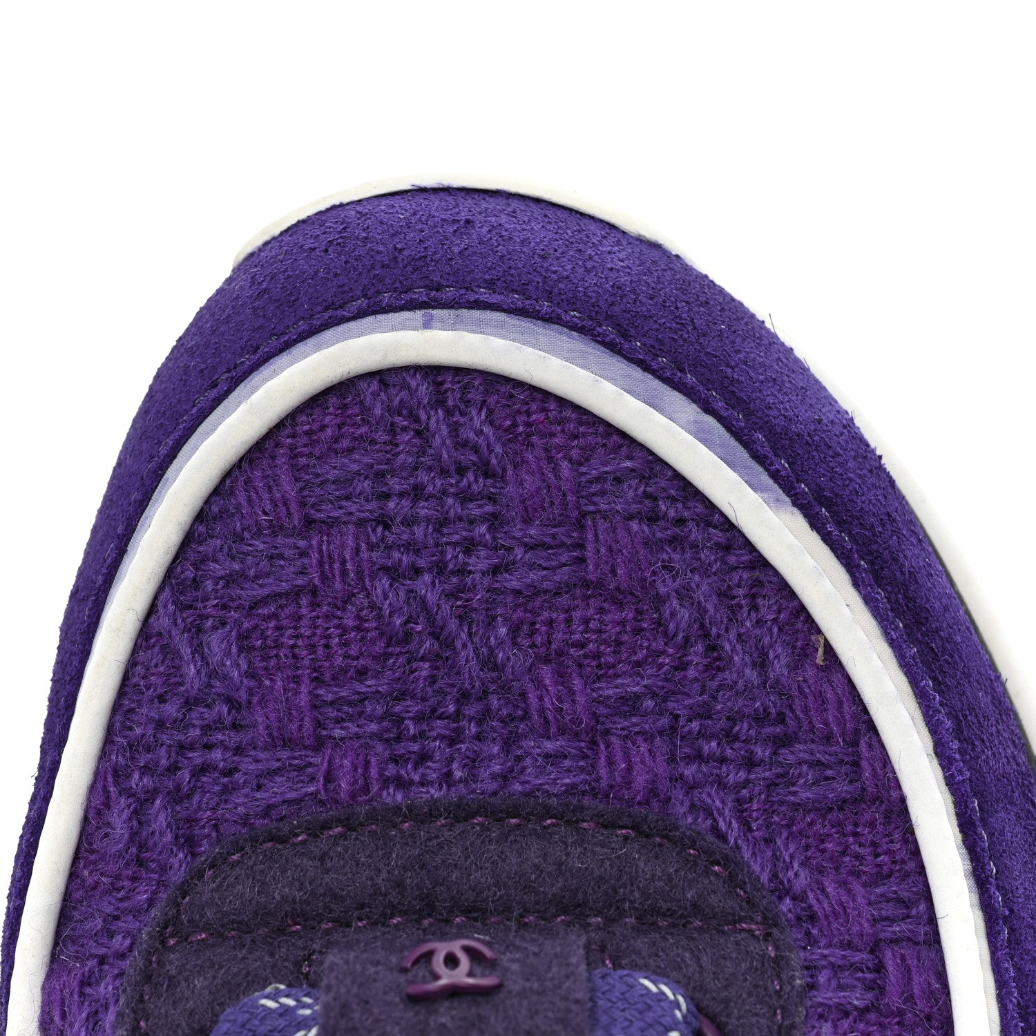 Chanel Suede Tweed Felt CC Sneakers 37 Purple 12 of 12